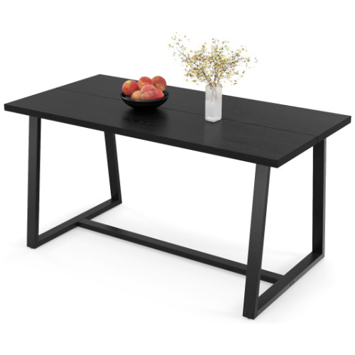 Large Dining Table with Heavy-duty Metal Frame and Anti-slip Foot Pads-Black