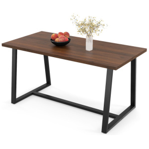 Large Dining Table with Heavy-duty Metal Frame and Anti-slip Foot Pads-Coffee