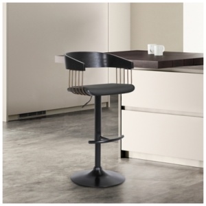 Larisa Adjustable Bar Stool, Black/Bronze