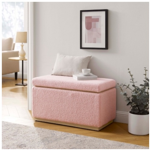 Linon Bridget Rectangle Ottoman, Blush