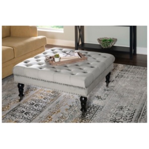 Linon Isabelle Tufted Ottoman, Gray