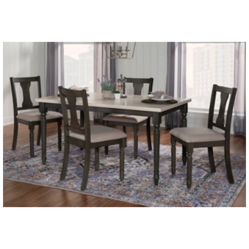 Linon Wesley Dining Table and 4 Chairs Set, Gray