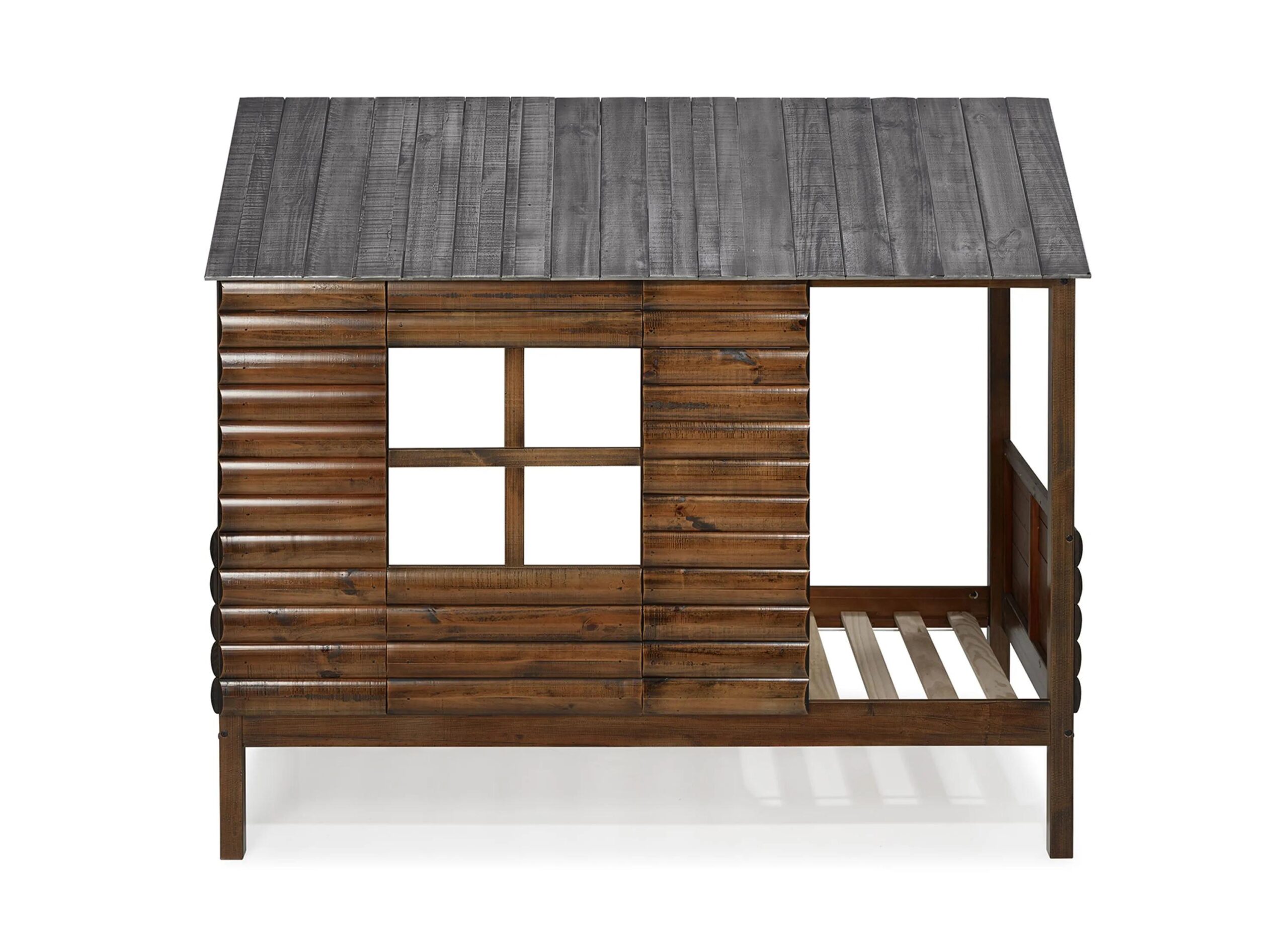 Log Cabin Low Loft Bed with Twin Trundle