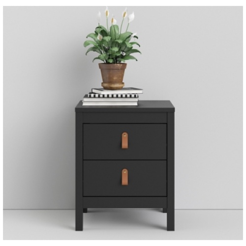 Madrid 2 Drawer Nightstand, Black