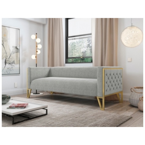 Manhattan Comfort Vector Sofa, Gray/Gold