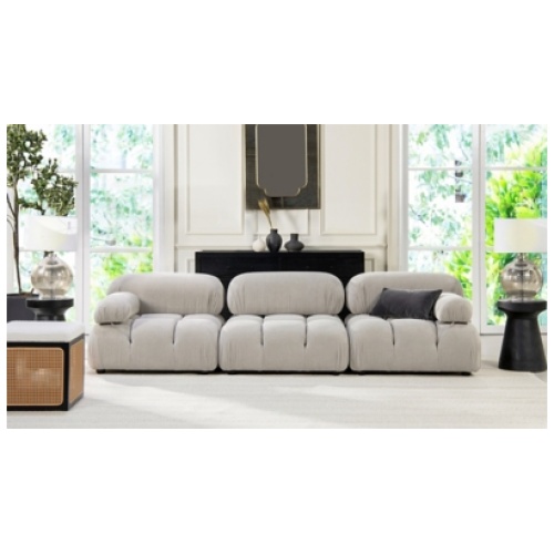 Marcel Bubble Corduroy Modular 3-Piece Sofa, Pebble Gray