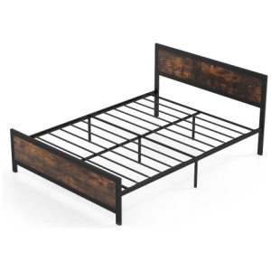 Metal Bed Frame with Headboard and Footboard-Queen Size