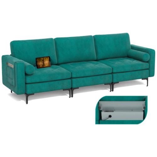 Modular 1/2/3/4-Seat L-Shaped Sectional Sofa Couch with Socket USB Port-3-Seat with USB port