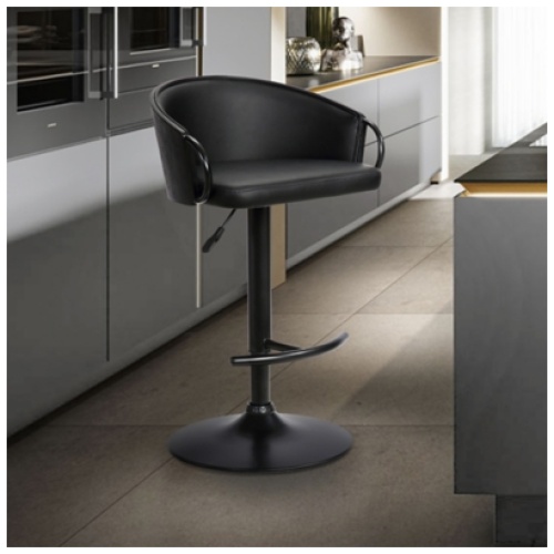 Montego Adjustable Height Bar Stool, Black