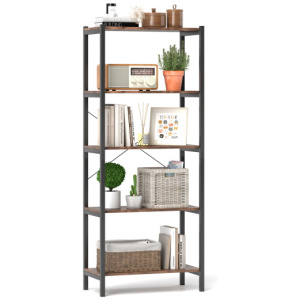 Multipurpose Open Bookcase Industrial Rack Wide Standing Storage Shelf-Brown