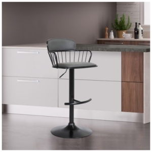 Nash Adjustable Bar Stool, Gray/Black