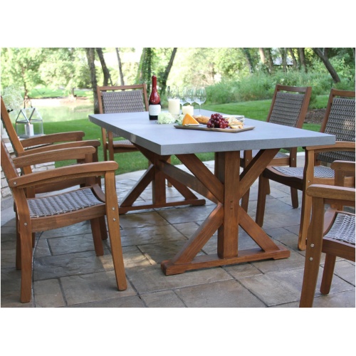 Nautical 7-pc. Composite Concrete Outdoor Dining Set w/ Stacking Chairs
