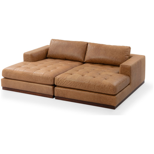 Newport 82" Double Chaise Lounge Sofa Sectional, Chestnut