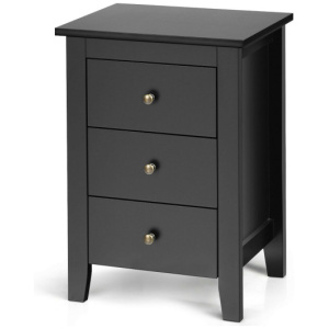 Nightstand End Beside Table Drawers Modern Storage Bedroom Furniture-Black