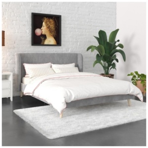 Novogratz Holly Upholstered Queen Wingback Bed, Light Gray