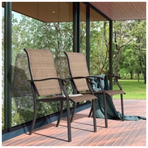 Nuu Garden Outdoor Textilene Dining Chair (Set of 2), Brown/Black