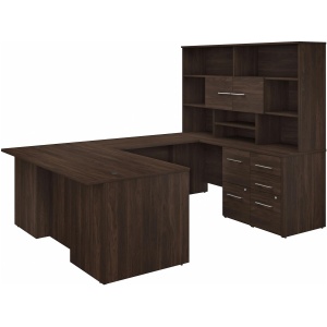 Office 500 72W U Shaped Executive Desk w/ Drawers & Hutch