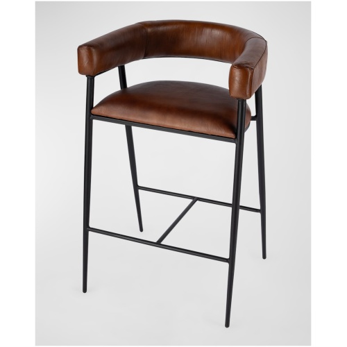 Oliver Leather Bar Stool, 28.5"