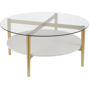 Otto Round Coffee Table with Lacquer Shelf