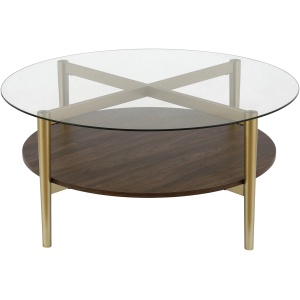 Otto Round Coffee Table with Walnut Shelf