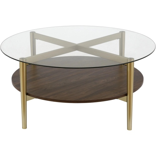 Otto Round Coffee Table with Walnut Shelf