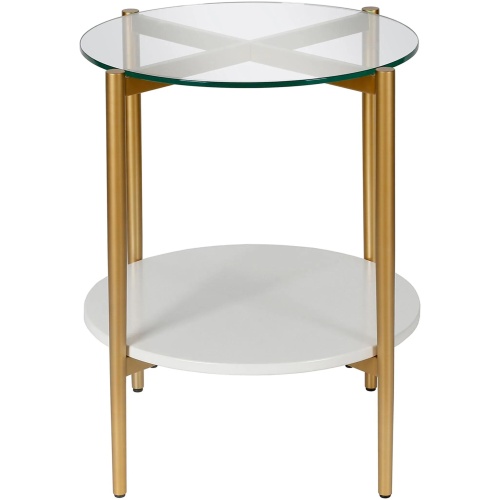 Otto Round Side Table with Lacquer Shelf