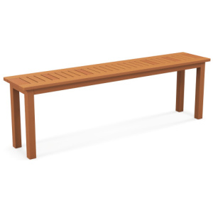 Outdoor 59 Inch Long Patio Dining Backless Wooden Bench with Teak Oil Finish