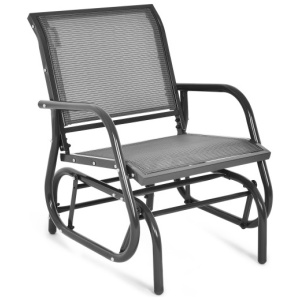 Outdoor Single Swing Glider Rocking Chair with Armrest-Gray