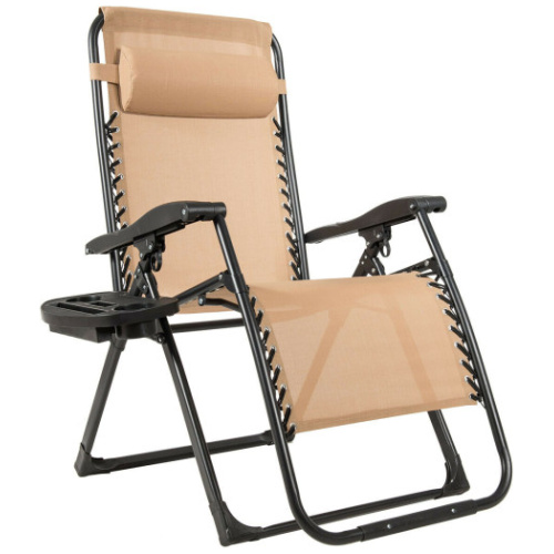 Oversize Lounge Chair with Cup Holder of Heavy Duty for outdoor-Beige