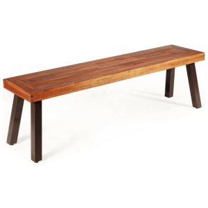 Patio Acacia Wood Dining Bench Seat with Steel Legs