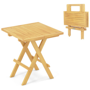 Patio Folding Side Table with X-shaped Legs and Slatted Tabletop