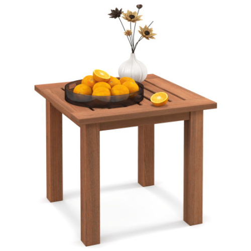 Patio Hardwood Square Side Table with Slatted Tabletop