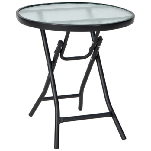 Patio Side Table with Tempered Glass Tabletop