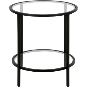 Paulino Round End Table with Glass Shelf
