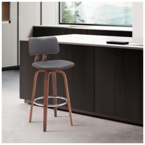 Pico Swivel Counter Stool, Gray/Walnut/Chrome