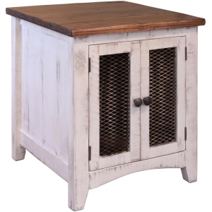 Pueblo Square White End Table