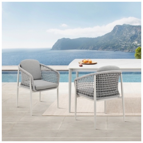 Rhodes Outdoor Patio Dining Chair (Set of 2), Light Gray