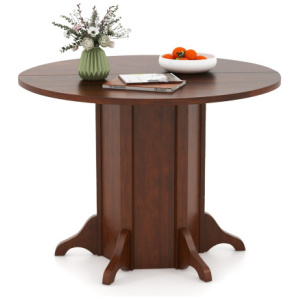 Round Dining Table with Pedestal Base for 4-6 People-Walnut