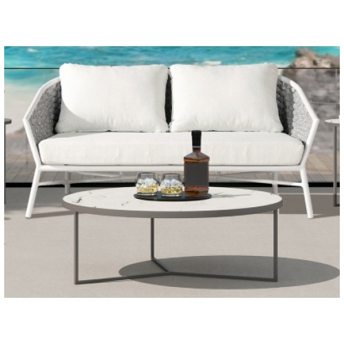 Rowan Barrel Outdoor Sofa, Optic White