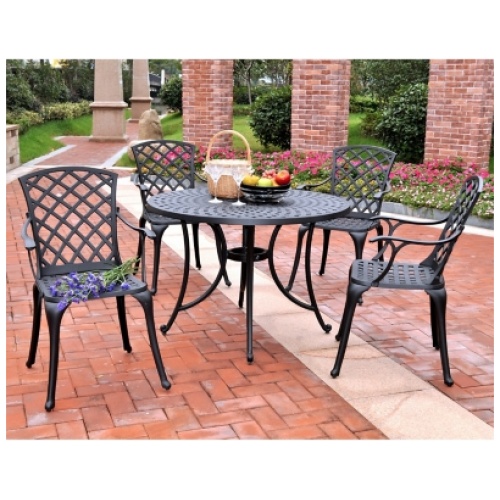 Sedona Outdoor Dining Table with 4 Chairs, Black