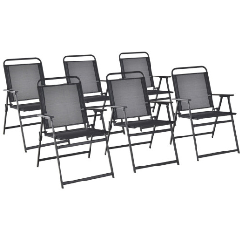 Set of 2/4/6 Outdoor Folding Chairs with Breathable Seat-Set of 6