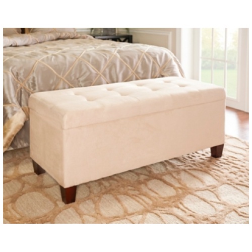 Shoe Storage Ottoman, Beige