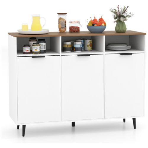 Sideboard Buffet Cabinet Kitchen Storage Cabinet with 5-Position Adjustable Shelves-White