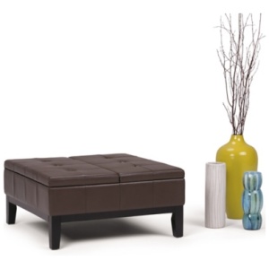 Simpli Home Coffee Table Storage Ottoman, Chocolate