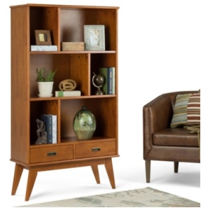 Simpli Home Draper Bookcase and Storage Unit, Teak Brown