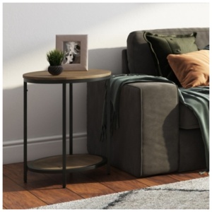 Simpli Home Jenna Round Side Table, Warm Gray