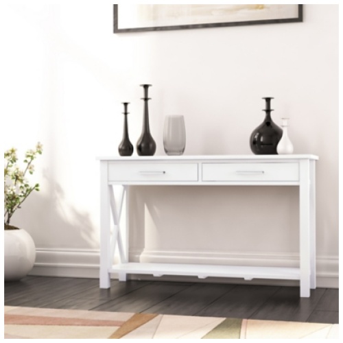 Simpli Home Kitchener Console Sofa Table, White