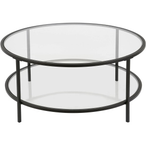 Sivil Round Coffee Table with Glass Shelf