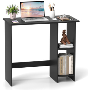 Small Computer Desk with Storage and Adjustable Shelf-Black