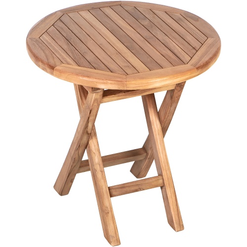 Small Round Teak Folding Side Table